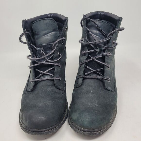 Timberland Boots Amston 6 Ankle Bootie Black Womens 6.5 Lace Wedge Heels 8253A - Picture 2 of 7